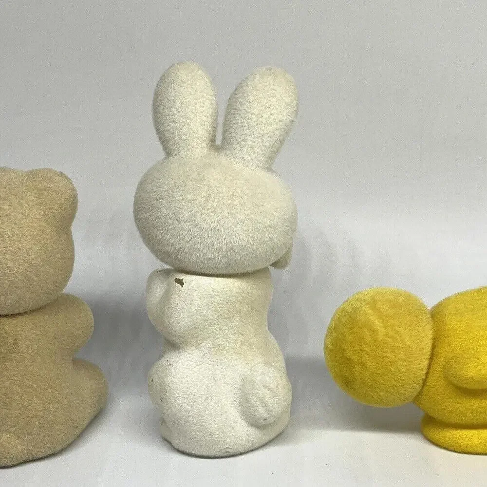 Flocked Fuzzy Bunny Chick Bear Avon Cologne Bottle Vintage 70s LOT of 3 Empty‎